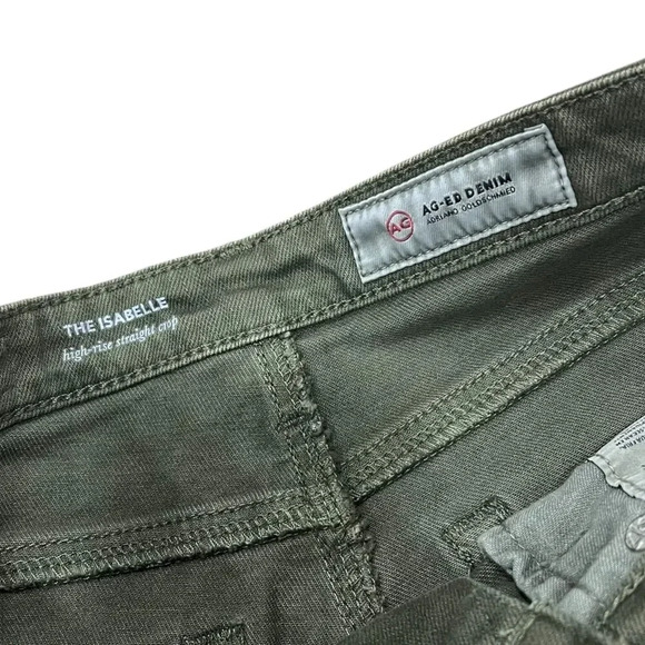 AG Adriano Goldschmied Olive Green High Rise Straight Crop The Isabelle Jeans 25 - Picture 4 of 5